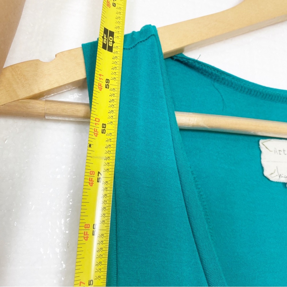 Artelier Nicole Miller Maxi Dress Turquoise Green Stretch tucked Maxi Size Small - Picture 8 of 10